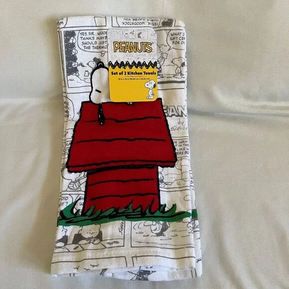 Peanuts Snoopy & Woodstock Kitchen Towels Set Of 2 NWT 16" x 26" Cotton Comic Pr - Picture 2 of 4